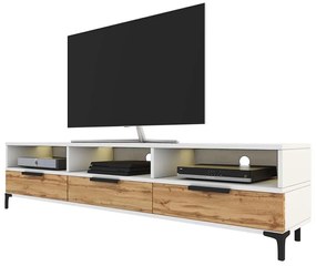 TV skrinka/stolík Ricko  (biela + dub wotan). Akcia -20%. Vlastná spoľahlivá doprava až k Vám domov. 1098652