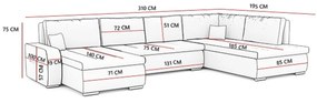 Rozkladacia rohová sedacia súprava TORONTO 310/190 Tmavo sivá/čierna eko-koža Pravá