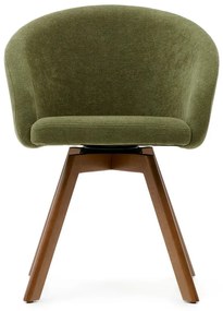 Zelené čalúnené jedálenské kreslo s podrúčkami Marvin – Kave Home