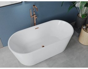 Mexen Luna, voľne stojaca vaňa 170 x 80 cm, biela, ružové zlato prepad, 52031708000-60