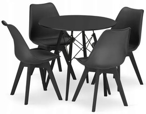 Jedálenský stôl TODI čierny 80 cm so štyrmi stoličkami MARK čierne