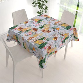 Biante Vianočný bavlnený štvorcový obrus Sandra SA-405 Dedinka škriatkov 80x80 cm