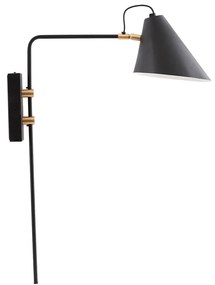 Čierna nástenná lampa Club ∅ 18 cm × 62 cm × 46 cm, E27, Max 25 W, 2,50 m kabel