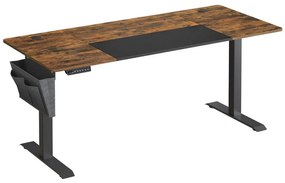 Výškovo nastaviteľný písací stôl SOLEA-X hnedá/čierna