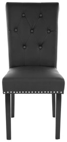 2x Jedálenská stolička Chesterfield 2 - koženka, tmavé nohy - Čierna