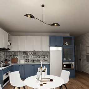 Luster na tyči LOTUS 2xE14/10W/230V čierna/zlatá