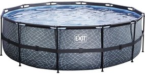 Nadzemný bazén rámový EXIT Stone Pool ø450 x 122 cm design kameň s pieskovou filtráciou a rebríkom