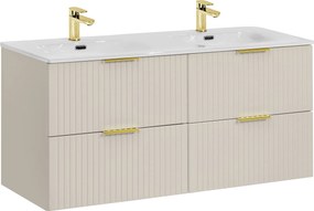 Comad Kúpeľňová skrinka s keramickým dvojumývadlom Adel Cashmere 120 cm - kašmír