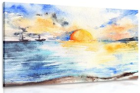 Obraz žiarivý západ slnka pri mori - 90x60