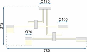 Toolight Toolight, LED stropné svietidlo APP1002-6C, zlatá-čierna, OSW-06151