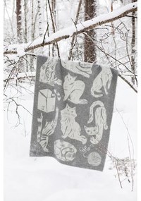 Vlnená deka Kissanpäivät 130x180, sivo-biela