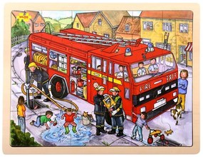 Bigjigs Toys Drevené puzzle hasiči 24 dielikov