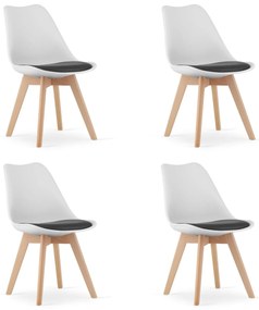 LEOBERT Sada stoličiek, čiernobiela, drevené nohy, 4 ks