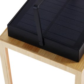 Bambusová stolná lampa s efektom plameňa vrátane LED IP44 solárne nabíjateľná - Vega
