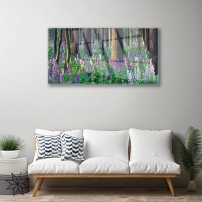 Obraz na skle Les kvety príroda 100x50 cm
