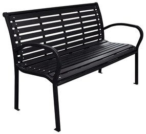 Záhradná lavička čierna 116 cm oceľ a WPC 319578