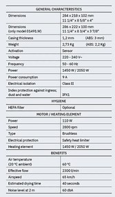 NOFER NOFER, BIGFLOW EVO bezdotykový elektrický sušič rúk 220-240V, 2050W, 218x284x102 mm, čierna, 01481.N