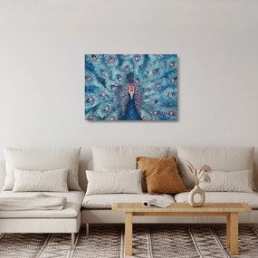 Sklenený obraz maľovaného páva (70x50 cm)