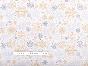Biante Vianočný dekoračný štvorcový obrus PML-040 Sivé a béžové vločky 120x120 cm