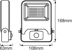 LED reflektor 10W 800lm 3000K IP44 biely so senzorom pohybu LEDVANCE Floodlight Endura