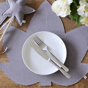 Ľanové prestieranie javorový list tmavosivé so striebrom 37x37cm