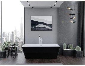 Mexen Lita, voľne stojaca vaňa 170 x 75 cm, biela-čierna, biely prepad, 52121707575-20