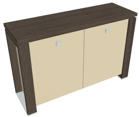 Nízka skriňa Verno+ S 140 x 46 x 90 cm, sklenené dvere, dub antracit / vanilka