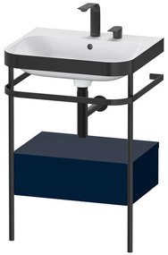 DURAVIT Happy D.2 Plus c-bonded kovový stojací podstavec s nábytkovým umývadlom s dvomi otvormi, 1 zásuvka, 575 x 490 x 850 mm, čierna/nočná modrá matná lakovaná, HP4740E9898