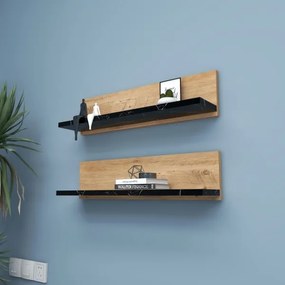 Sada 2 kusov políc SHELFIE, borovica/čierna