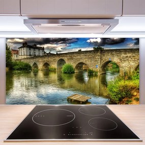 Sklenený obklad Do kuchyne Most rieka architektúra 120x60 cm