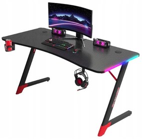 Čierny herný stôl, PC stôl s LED osvetlením RGB Šírka: 120 cm