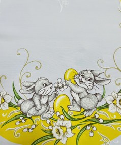 Veľkonočný obrus Zajačiky žltý 90x90cm