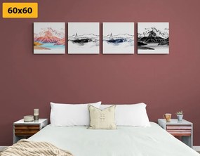 Set obrazov magická krajina v štýle maľby - 4x 60x60