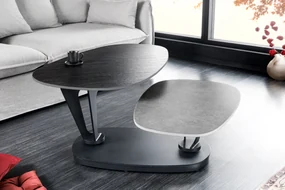 Konferenčný stolík MOVEMENT 95-160 cm keramický, čierno-sivý