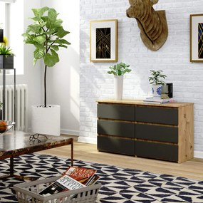 Komoda CL100 6SZ - dub artisan/sivá