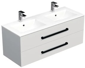 Kúpeľňová skrinka s čiernou úchytkou a umývadlom SAT Cube Way 120x53x46 cm biely lesk CUBE46C1202BIMOD, 1 ks