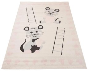 Detský kusový koberec Myšky krémovo ružový 120x170cm