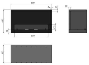 InFire - Rohový BIO krb 80x45 cm 3kW čierna