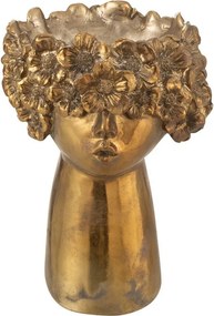 Zlatý antik kvetináč hlava ženy NebuFlower - 18*16*27 cm