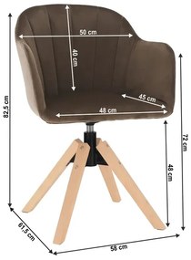 Dizajnové otočné kreslo Dalio - sivohnedá (taupe) / buk