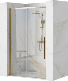Rea Solar Gold, posuvné sprchové dvere 100 x 195 cm, 6mm číre sklo, zlatý profil, REA-K6547