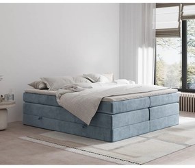 Modrá boxspring posteľ s úložným priestorom/bez čela 160x200 cm Juniper – Maison de Rêve