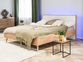 Manželská posteľ 180 cm SERVI (s roštom a LED osvetlením) (svetlé drevo). Vlastná spoľahlivá doprava až k Vám domov. 1007525
