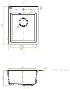 Laveo Monchichi, 1-komorový granitový drez 390x500x205 mm, béžová, LAV-SBO_410Y