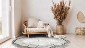 Koberec Matara P156A peň, sivý / béžový / krémový kruh