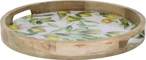 Drevený mangový podnos s citrónmi Limone Blossom - Ø 35*4 cm