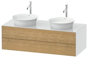 DURAVIT White Tulip závesná skrinka pod dve umývadlá na dosku, 2 zásuvky, 1300 x 550 x 408 mm, dub prírodný masív/biela vysoký lesk, WT4988BH585