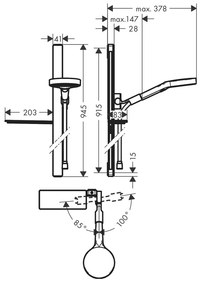 Hansgrohe Rainfinity, sprchová sada 130 3jet s tyčou 90 cm a poličkou na mydlo, chrómová, HAN-27671000