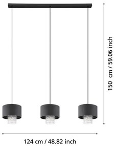 Eglo 39978 - Luster na lanku SAPUARA 3xE27/40W/230V čierna