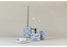 Modro-biely keramický dávkovač na mydlo Wenko Aquamarin, 475 ml